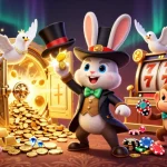 Engage with rice838 live slots, featuring a magician rabbit, glamorous dove, and monkey with poker chips.