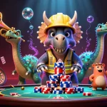 FABET brings players excitement with a dynamic casino scene featuring vibrant characters and gaming elements.