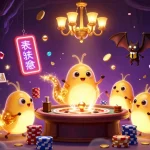 Experience the glow of hm88shop's vibrant casino with animated glowworms and sparkling gems.