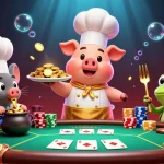 Experience phlwin's vibrant gaming atmosphere with lively cartoon characters in a casino-themed 3D illustration.
