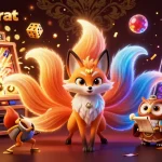Mendapatkan prediksi akurat di wslotakurat dengan ilustrasi kasino 3D penuh warna, slot mesin jackpot, dan karakter mistis.