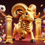 Win big with MM99 BOND as a golden ram charges through a vibrant casino scene.