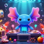 C168 introduces a vibrant scene with a neon axolotl DJ, slot reels, and underwater treasures, enhancing your gaming experience.