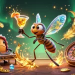 Experience thrilling slot action with a dynamic casino scene featuring animated characters and rich game elements.