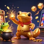 SBOBET sports betting scene with a golden salamander alchemist and thrilling casino elements